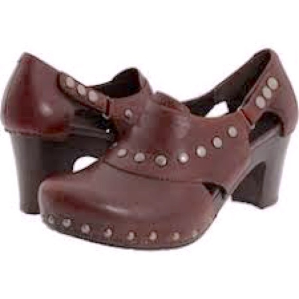 Dansko Ryder studded brown distressed clogs